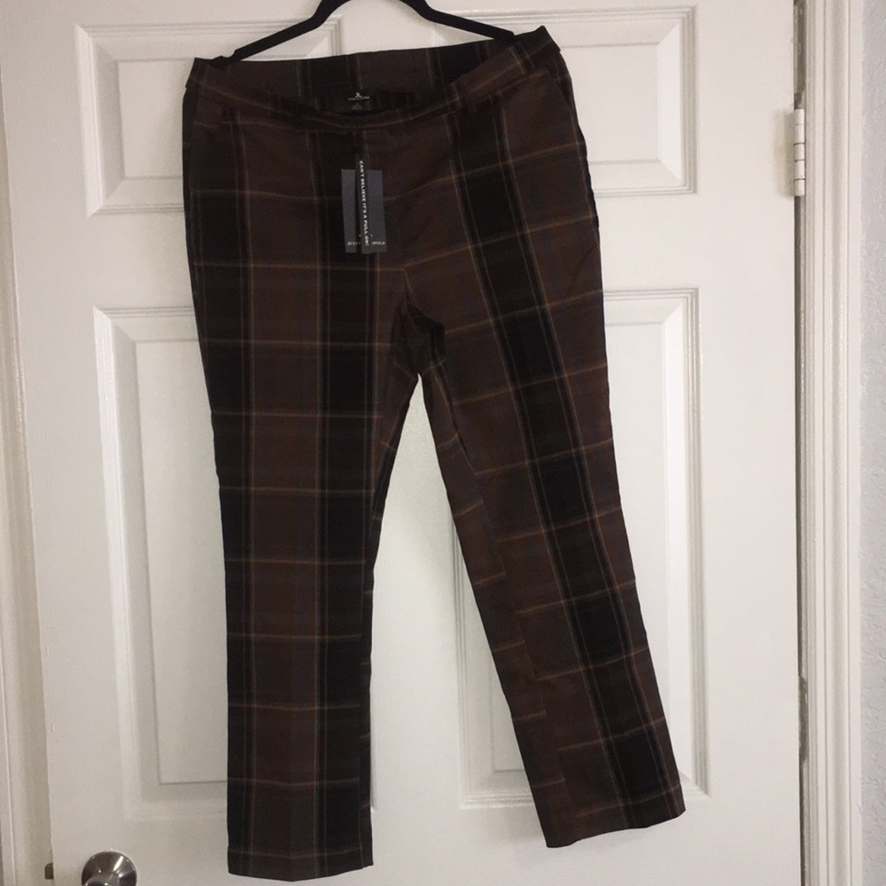 NWT Jules&Leopold brown/black plaid pull on pants